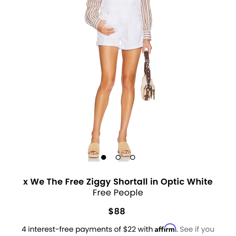 We The Free sight short tall optic white Denim Overalls revolve